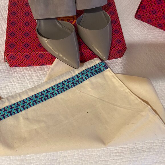 NWT Tory Burch 'Ashton' sling back pumps in Dust Storm   Size 9.5 - Picture 3 of 4